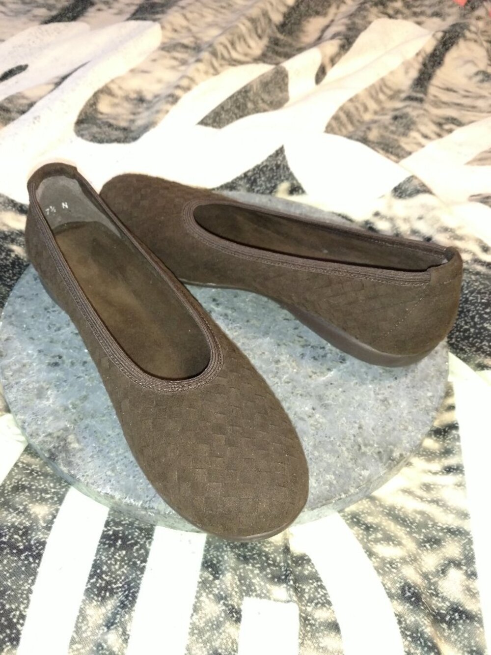 Stuart Weitzman NICNIC Brown Suede Woven Flats 7.5N